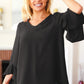 Falling In Love Black Hi-Lo Ruffle Sleeve Woven Top