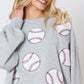 Baseball Towel & Sequins Embroidery Sweatshirt