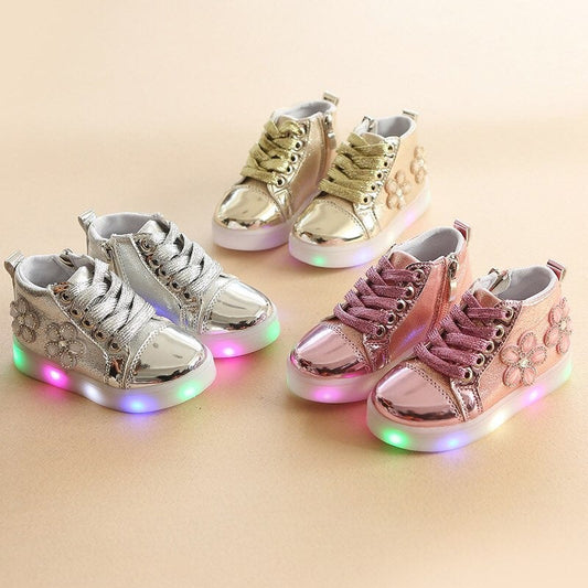 Flower Embellished Light-Up HighTops