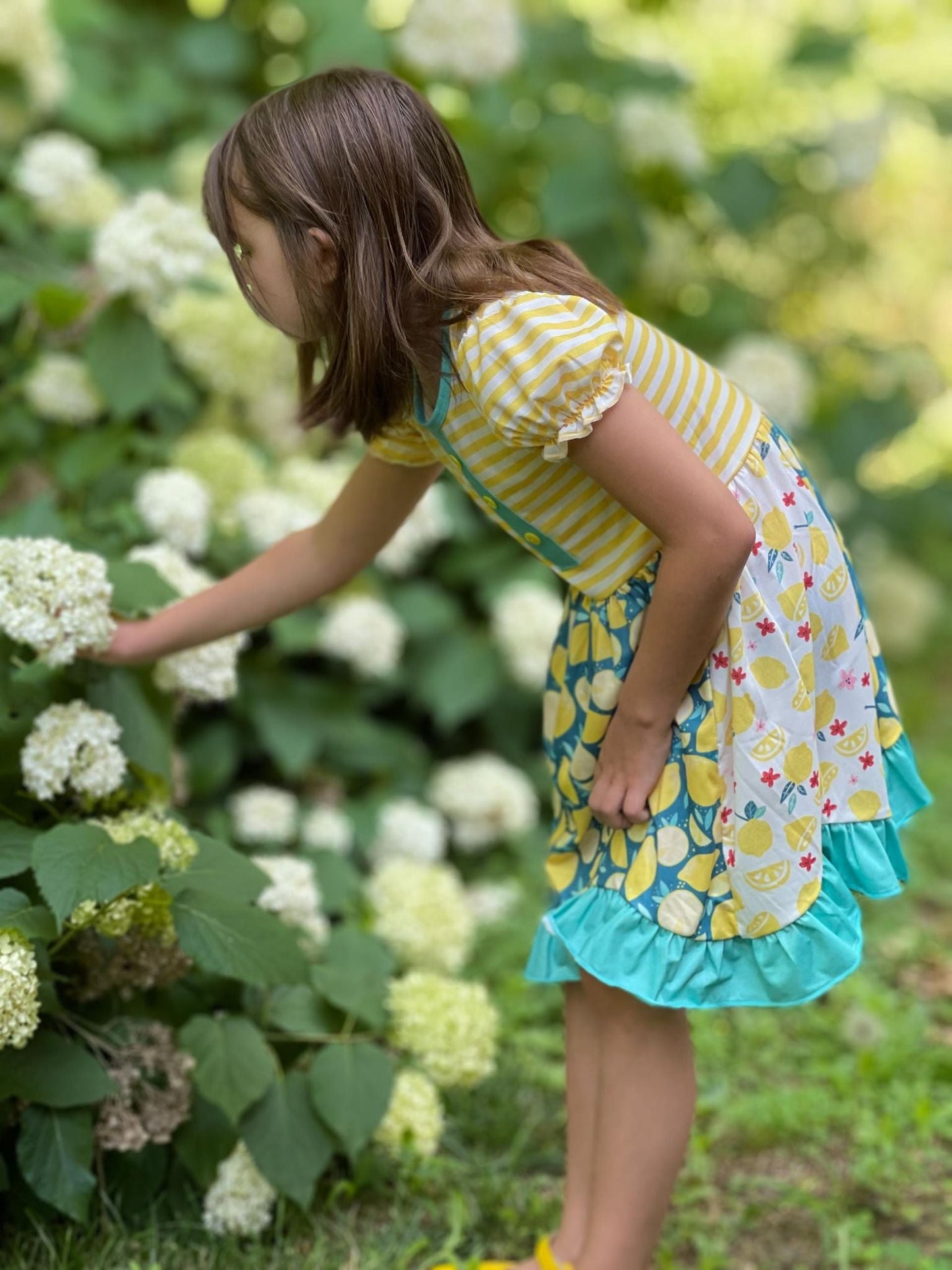 Yellow Stripe and Summer Lemon Printed Panel Dress