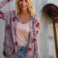 Find Love Bronze Long Sleeve Floral Print Open Cardigan Hoodie
