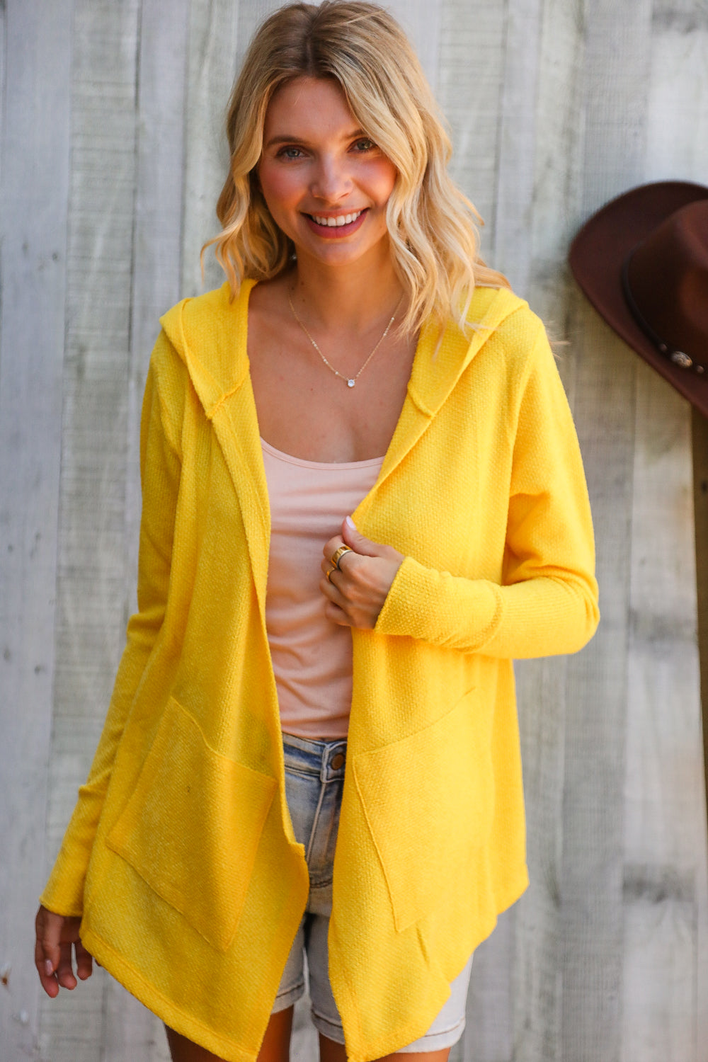 Coastal Breeze Sunflower Long Sleeve Open Hoodie Cardigan