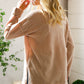 Casual Living Brown Henley Cuff Sleeve Side Slit Pullover