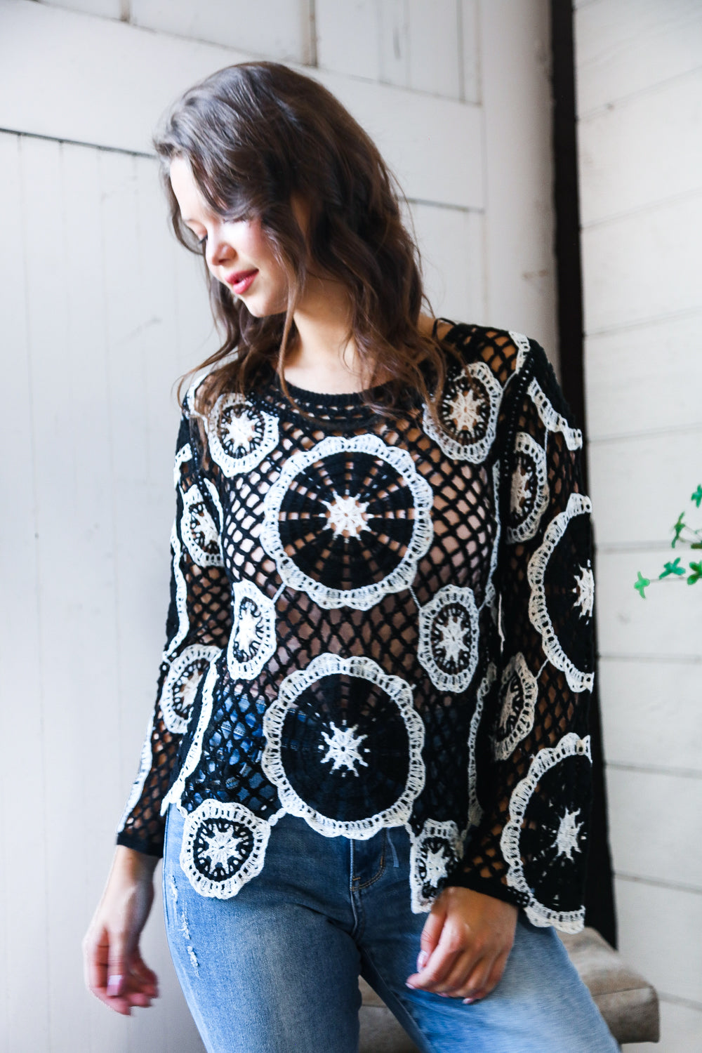 In Retro Bloom Black Crochet Lace Cover Up