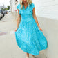 Find Love Blue Boho Print Flutter Sleeve Fit & Flare Dress