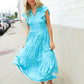 Find Love Blue Boho Print Flutter Sleeve Fit & Flare Dress