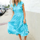 Find Love Blue Boho Print Flutter Sleeve Fit & Flare Dress