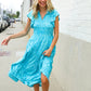 Find Love Blue Boho Print Flutter Sleeve Fit & Flare Dress