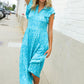 Find Love Blue Boho Print Flutter Sleeve Fit & Flare Dress