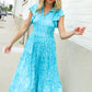 Find Love Blue Boho Print Flutter Sleeve Fit & Flare Dress