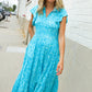 Find Love Blue Boho Print Flutter Sleeve Fit & Flare Dress