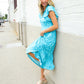 Find Love Blue Boho Print Flutter Sleeve Fit & Flare Dress