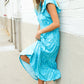 Find Love Blue Boho Print Flutter Sleeve Fit & Flare Dress