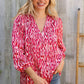 Perfectly You Berry Satin Button-Down V Neck Blouse