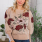 Scarlet Petals Bubble Sleeve Sweater