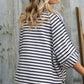Casual Chic Cotton Navy & Cream Stripe Raglan 3/4 Sleeve Pullover