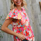 Feeling Femme' Coral Floral Print Folded Short Sleeve Babydoll Top