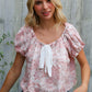 Feeling Femme' Blush Scoop Neck Floral Top w/Bow