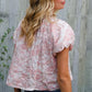 Feeling Femme' Blush Scoop Neck Floral Top w/Bow