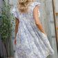 Vintage Vibes Dusty Blue Folded Ruffle Short Sleeve Babydoll Dress