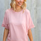 Look My Way Blush Hi-Lo French Terry Outseam Pullover