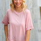 Look My Way Blush Hi-Lo French Terry Outseam Pullover