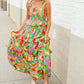 Sunny Days Abstract Print Tiered Ruffle Smocked Sleeveless Maxi