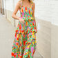 Sunny Days Abstract Print Tiered Ruffle Smocked Sleeveless Maxi