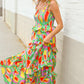 Sunny Days Abstract Print Tiered Ruffle Smocked Sleeveless Maxi