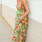 Sunny Days Abstract Print Tiered Ruffle Smocked Sleeveless Maxi