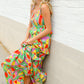 Sunny Days Abstract Print Tiered Ruffle Smocked Sleeveless Maxi