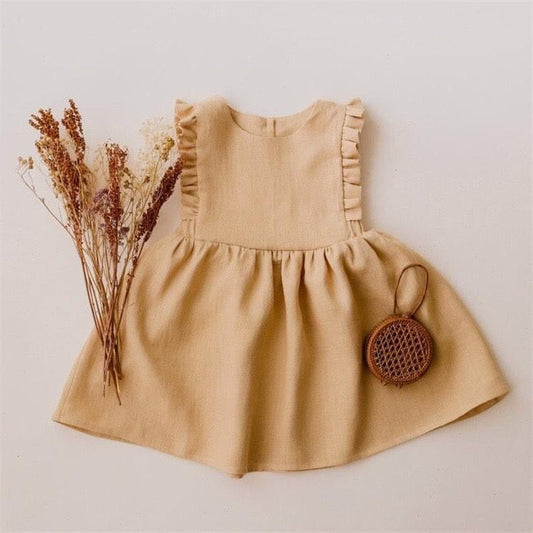 Tan Vintage Linen Dress