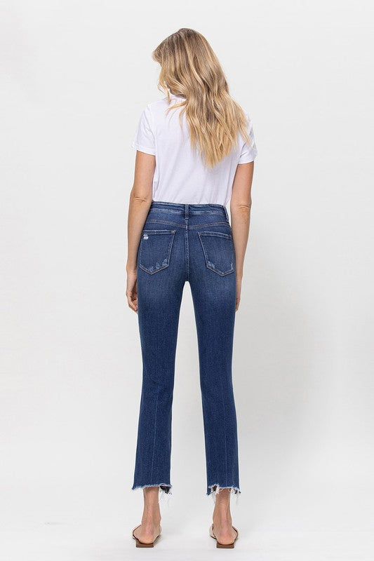 Mid Rise Crop Slim Straight Medium Jeans