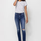 Mid Rise Ankle Skinny W/Distressed Hem