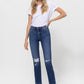 Mid Rise Crop Slim Straight Medium Jeans