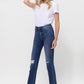 Mid Rise Crop Slim Straight Medium Jeans