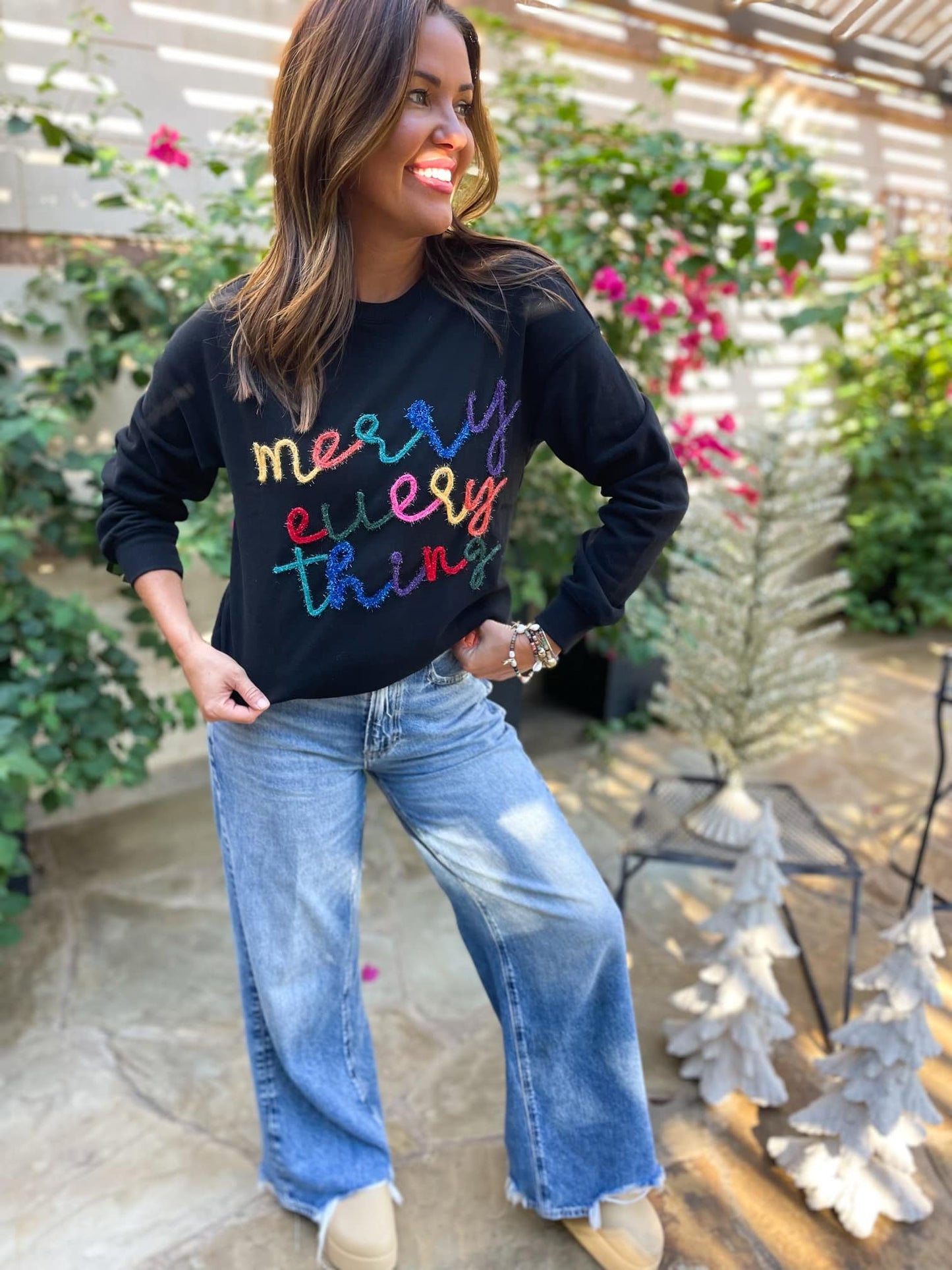 PREORDER: Merry Everything Tinsel Sweatshirt in Two Colors