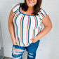 Multicolor Striped Raglan Flutter Sleeve Top