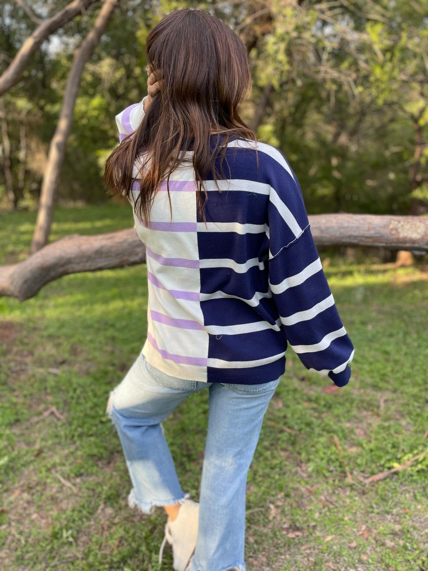 PREORDER: Exceptional Thought Striped Patchwork Sweater in Three Colors