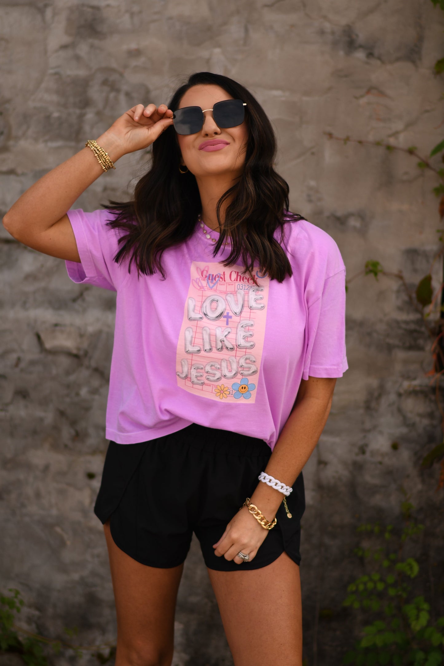 Love Like Jesus Check Crop/Tee