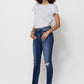 Mid Rise Ankle Skinny W/Distressed Hem