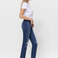 Mid Rise Crop Slim Straight Medium Jeans