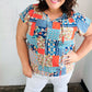 Blue & Orange Boho Patchwork Raglan Top