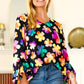 Be Bold Black Floral Hi-Lo Ruffle Sleeve Woven Top