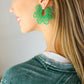 Green Vintage Metal Flower Power Earrings