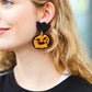 Halloween Jack-o-Lantern Beaded Dangle Earrings