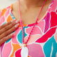 Pink Rope Iridescent Shell Feather Necklace