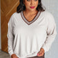 All Out Comfort V-Neck Pullover in Mocha Cream