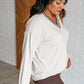 All Out Comfort V-Neck Pullover in Mocha Cream