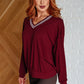 All Out Comfort V-Neck Pullover in Red Merlot